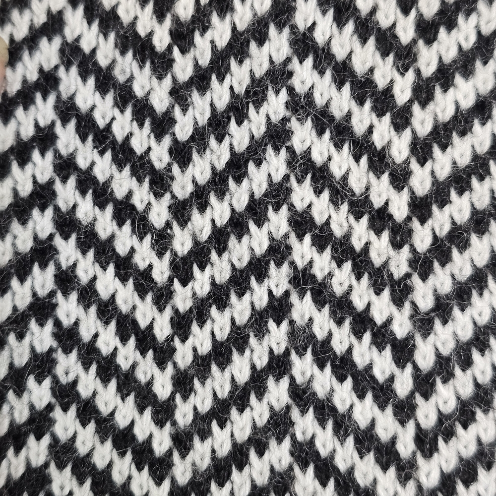 Gio & Gio Italy Black White Chevron Herringbone Knit Long Coat Cardigan Jacket L - Picture 9 of 15